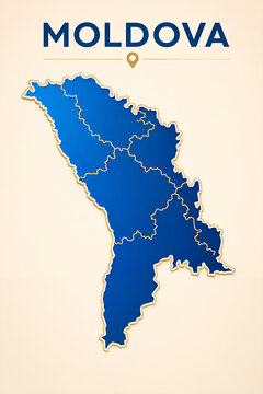 Moldova Political Map with District Boundaries Premium 3D Vector Illustration