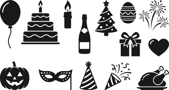 Halloween day celebration icons and symbols