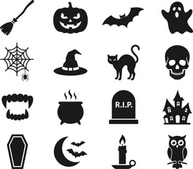 Fototapeta premium Halloween day icons and symbols for spooky decorations and party themes