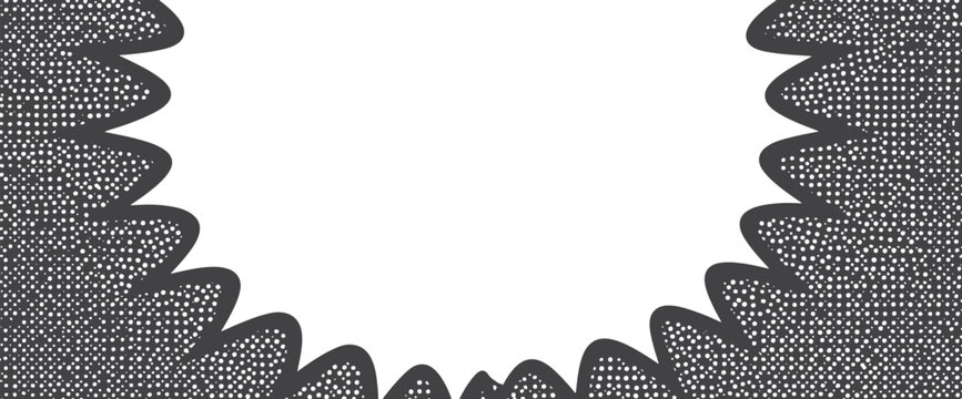 Black comic book explosion halftone dot frame