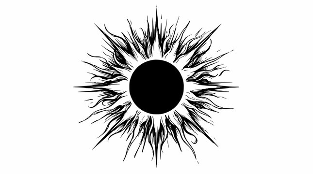 Stylized Black Sun Eclipse Illustration