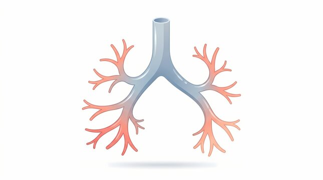 Anatomical illustration showing the primary bronchi branching into the lungs.