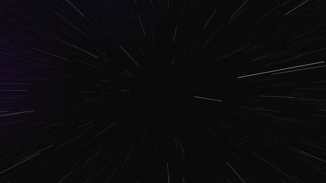 Radial Particle Streaks Hyper Jump Motion at Light Speed Through Dark Deep Space for Science Fiction Projects