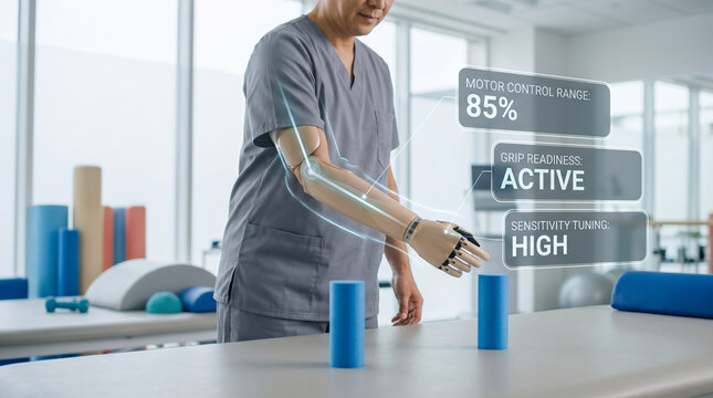 Neuro Prosthetic Reach Training Overlay In Contemporary Rehab Gym