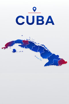 Cuba Political Map with Provincial Boundaries Premium 3D Vector Illustration