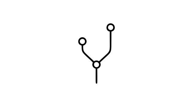 A clean black and white line art vector icon representing a git branch with a forked pathway, designed for developer tools and version control system dashboards.