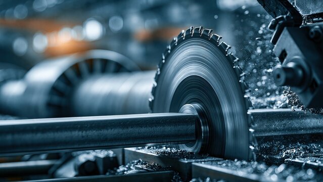 Industrial metal grinding wheel with sparks and sparks flying