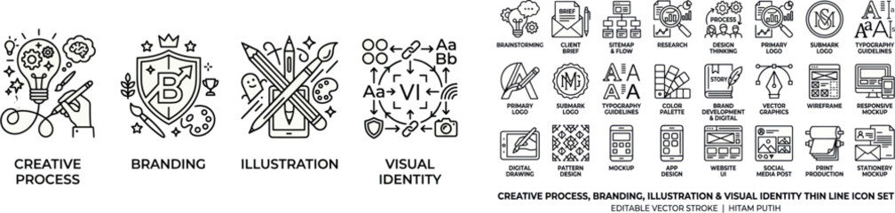 Obraz premium A detailed illustration of various digital assets, showcasing creative graphics and visual elements.