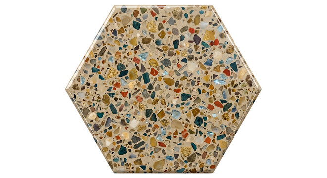 Polished hexagonal colorful terrazzo stone tile