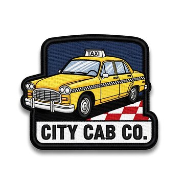 Vintage yellow taxi cab car logo emblem