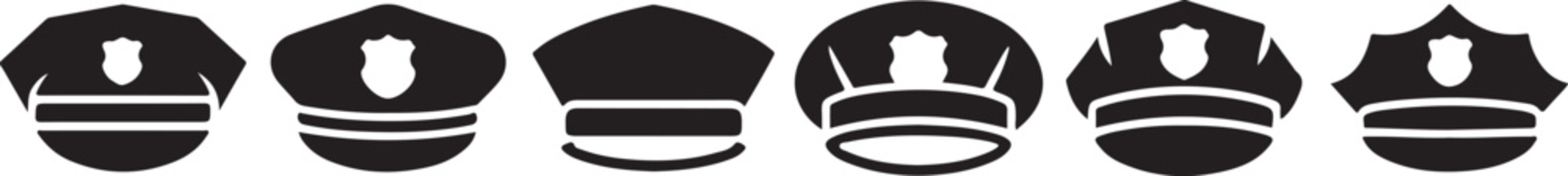 Police officer hat designs and styles for security and law enforcement uniforms  various shapes