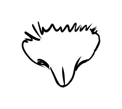 Simple cat nose outline vector element with hand drawn black line style. Cute feline detail for stickers, icons, pet designs, logos, crafts and creative projects