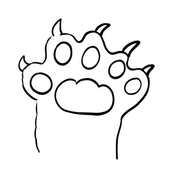 Cute cat paw outline vector illustration with simple hand drawn style. Perfect for pet branding, stickers, logos, coloring pages and animal designs