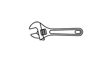 A clean black and white line art vector icon of a monkey wrench, great for repair, maintenance, plumbing, construction, or DIY tool interfaces. © Bilal