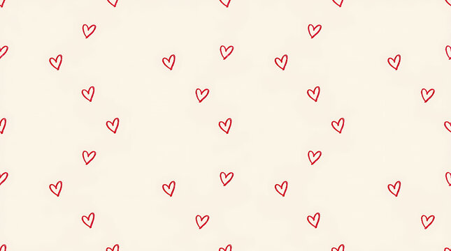 Seamless red heart pattern on white background
