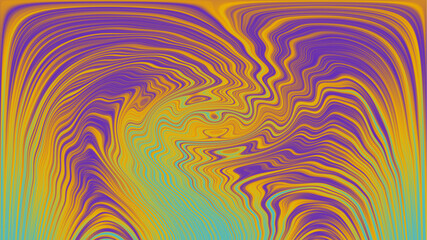 Fototapeta premium Abstract optical illusion with swirling orange purple turquoise curved lines forming dynamic fluid motion depth vibrant gradient pattern