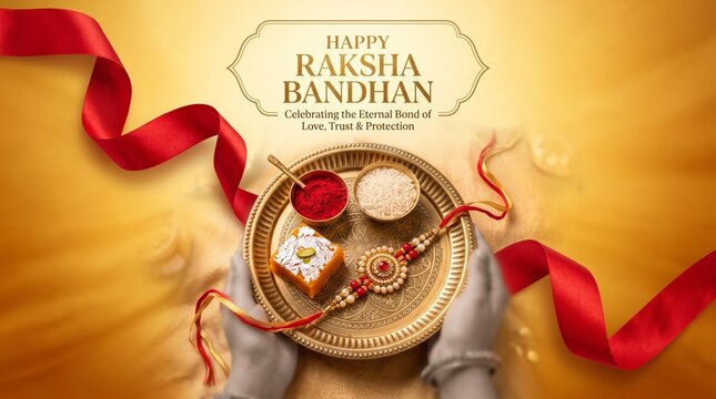 Traditional Raksha Bandhan Puja Thali with Rakhi