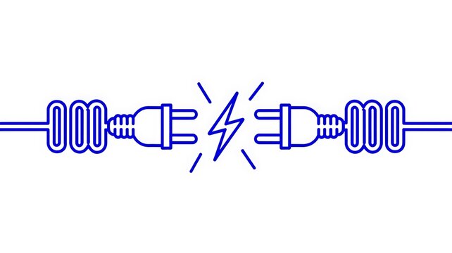 Electric plug, disconnected, shock, electricity, hazard, safety, warning, blue, line, icons