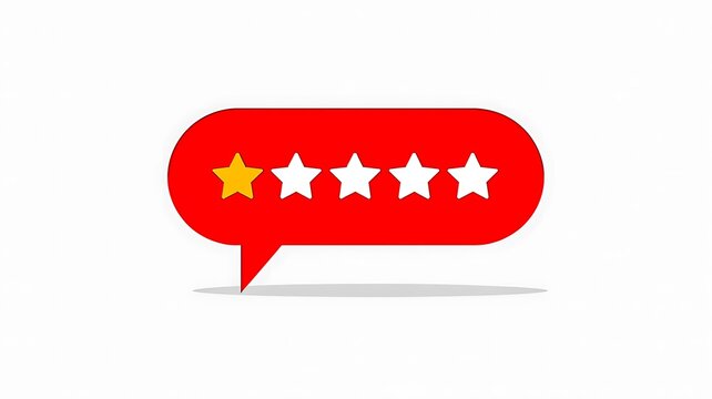 Rating, review, feedback icon with one star out of five, speech bubble