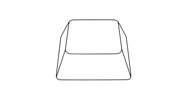 A clean black and white line art vector icon of a keyboard key cap, suitable for software, hardware, or typing-themed design applications and layouts.