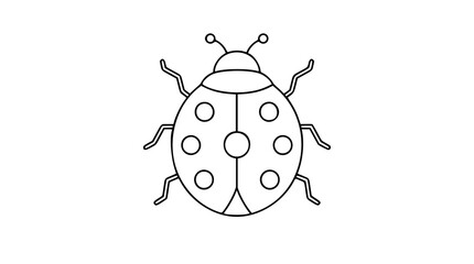 A charming hand-drawn ladybug line art vector icon with striped wing details, ideal for children's products, stationery, or eco-friendly packaging designs. © Zunaira