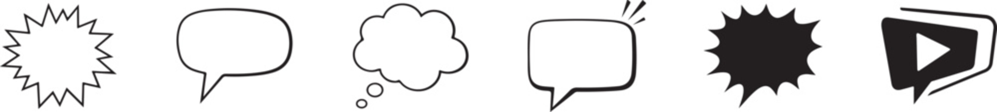 Retro Empty Comic Speech Bubbles Set Vector Collection.