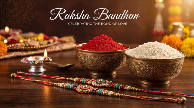 Traditional Raksha Bandhan Rakhi with Kumkum and Rice