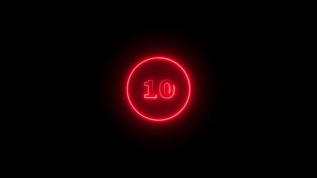 futuristic blue neon countdown timer from 15 to 0 with circular motion. 15 second countdown timer animation with neon number text glowing from 15 to 0 with interesting circle animation.