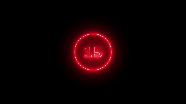 futuristic blue neon countdown timer from 20 to 0 with circular motion. 20 second countdown timer animation with neon number text glowing from 20 to 0 with interesting circle animation.