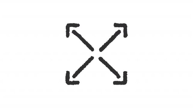 Animated outreach pointers charcoal stroke icon. Graphics for data scaling animation. Scalability and growth arrows. Rough line element on white background. Hand drawn HD video
