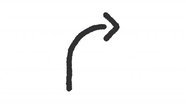Animated minimalist arrow charcoal stroke icons. Straight and curved pointers animation set. Loop and cycle navigation signs. Rough line elements on white background. Hand drawn HD video