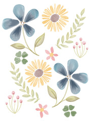 Fototapeta premium Watercolor Flowers Soft Pastel
