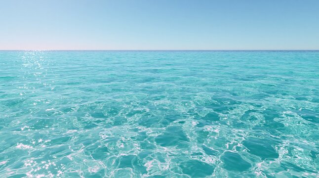 Turquoise ocean water with gentle waves under clear sky