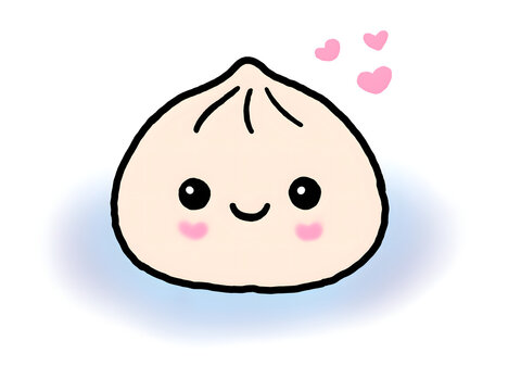 Cute kawaii dim sum dumpling character illustration on white background