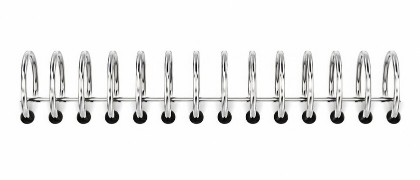 Metal wire notebook spiral binding isolated on white background. Vector illustration of double loop binder coil for notebooks, planners, sketchbooks, albums, calendars and stationery design.
