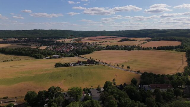 Teufelsmauer Wooded Ridge Fields Flyover Harz Blankenburg