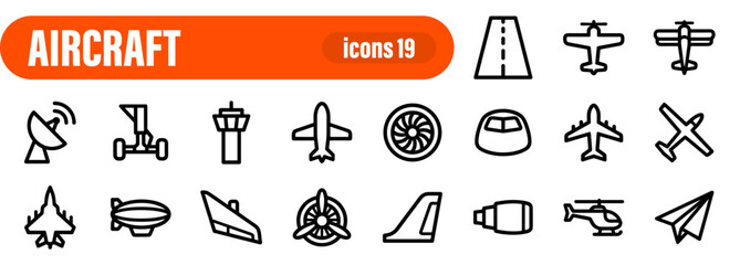Aircraft and Aviation Transportation Icon Set © liubomir118809