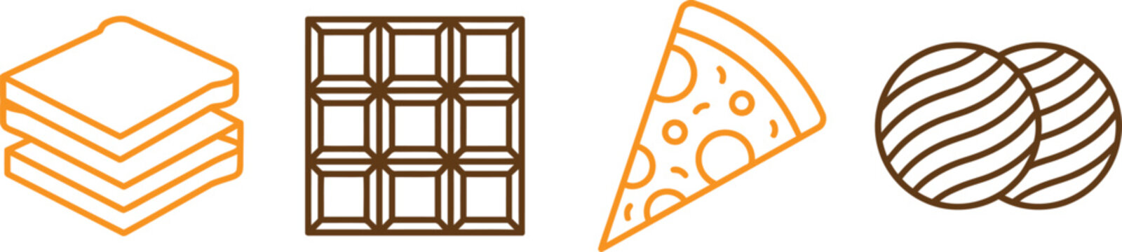 Set of food icons bread chocolate pizza