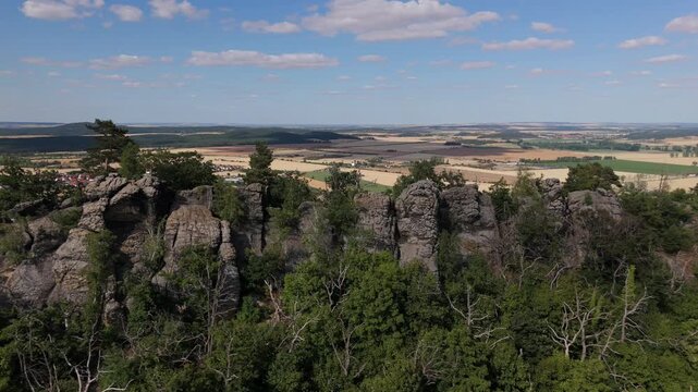 Teufelsmauer Stone Pillars Village View Aerial Harz