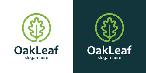 Creative illustration of simple oak leaf logo design. © udumbara