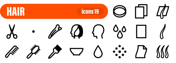 Obraz premium Hair Care and Salon Equipment Icon Set