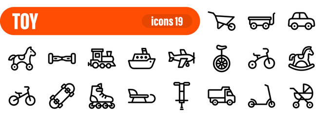 Childrens Toys and Playtime Equipment Line Icons © liubomir118809