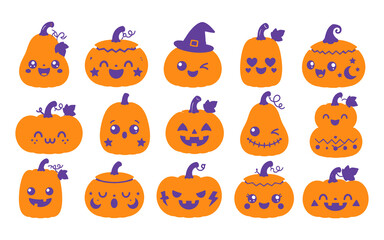 Obraz premium Cute Halloween wallpaper, spider and themed pattern with pumpkins on white background