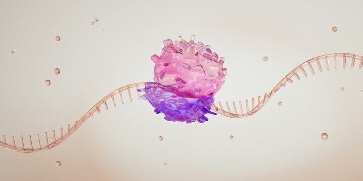 Illustration of Ribosome mRNA, Ribosome float elegantly against a clean background, symbolizing advanced scientific discovery. Photo stock