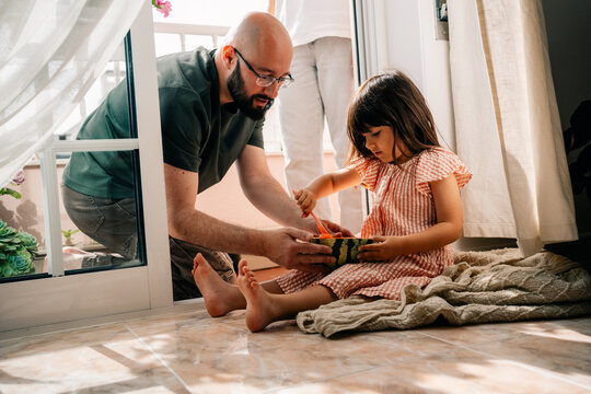 Father and Daughter Spend Time Together on a Sunny Day