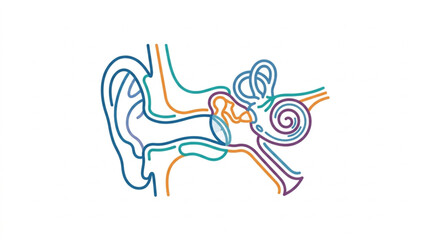 Anatomical Diagram of Human Ear Structure. © MndlL