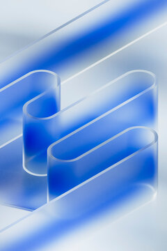 Vertical Abstract Blue Glass Structure