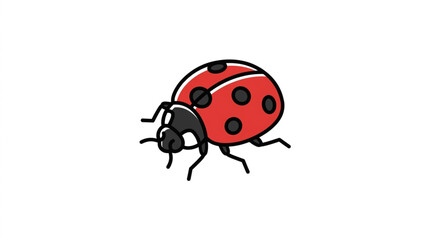A single red ladybug with black spots on a white background. © MndlL