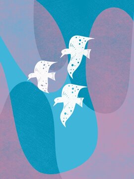 Minimal bird and sky pattern