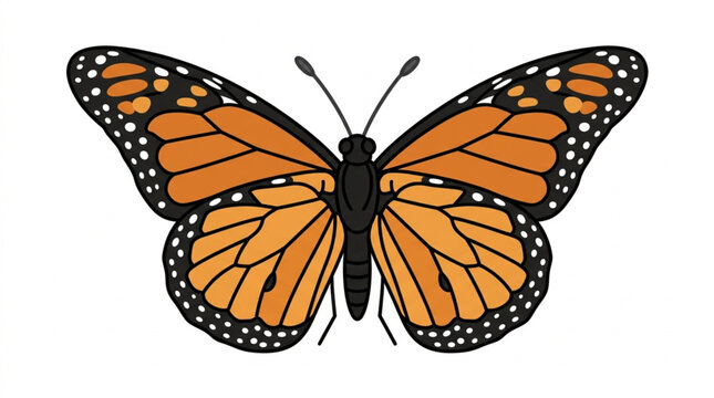 Monarch Butterfly Insect Illustration Detailed Wings.